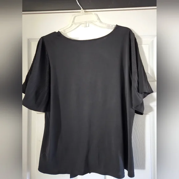 NWT Adrianna Papell Black Tie-Front Blouse - Picture 2 of 4